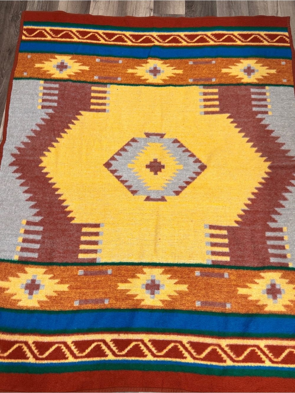 Vintage Ibena Throw Blanket Southwest Aztec Knit 60x75